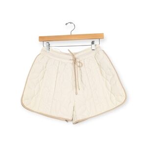 Mable Rhonwen Ecru Beige Quilted Pull On Drawstring Shorts Size S